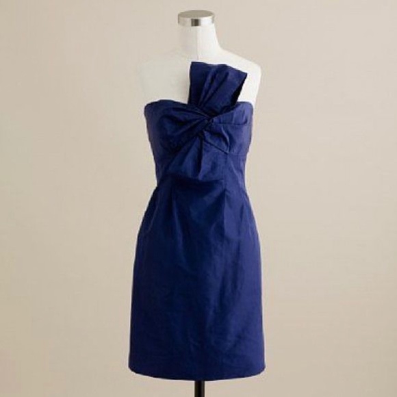 🎀 New JCrew 10 Large Bow Monde Couture Dress Silk Taffeta Pacific Blue Cocktail - Picture 1 of 6
